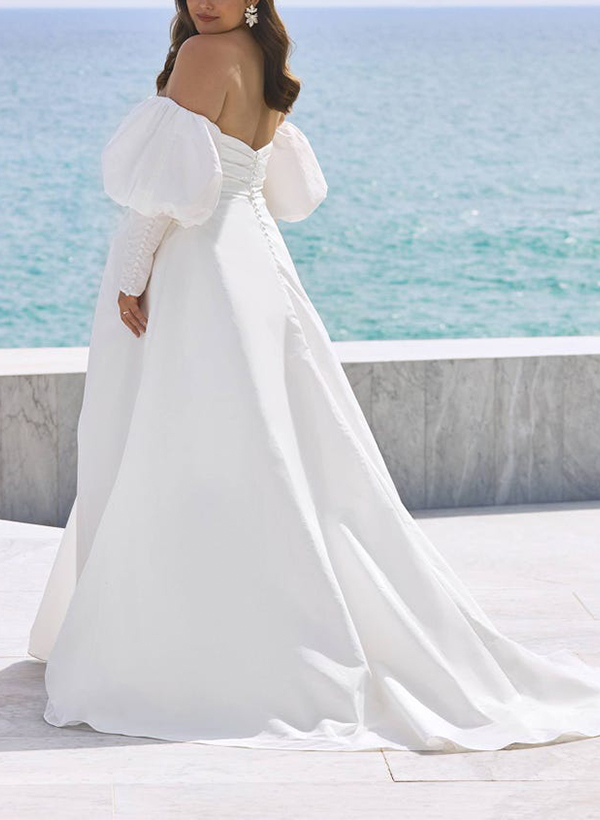 A-Line Wedding Dress With Sweetheart Neckline/Exposed Back