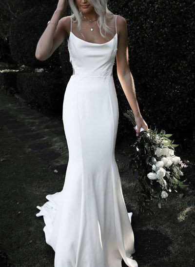 Beach/Boho Cowl Neck Sleeveless Court Train Lace Wedding Dresses