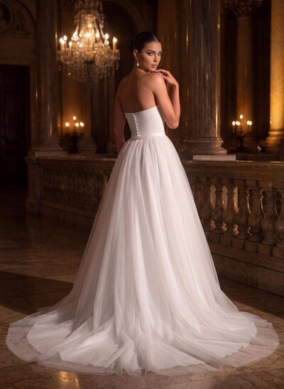Jumpsuit/Pantsuit Strapless Sleeveless Sweep Train Wedding Dresses