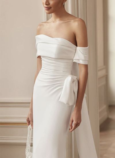 Elegant Sheath/Column Sweetheart Sleeveless Wedding Dresses With Bow(s)