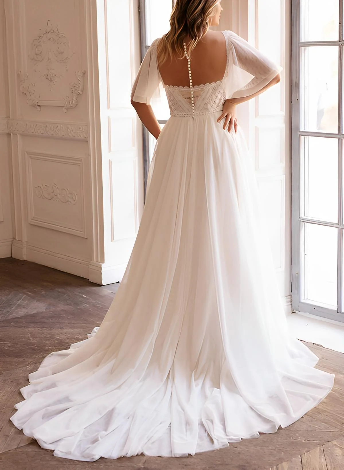 vintage style short wedding dresses 1950s Vintage Short A-Line V Neck Wedding Dresses with Sleeves