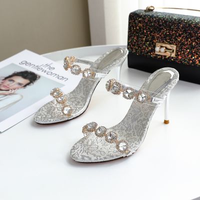 Slingback Heel Transparent Pvc Wedding Shoes With Rhinestone
