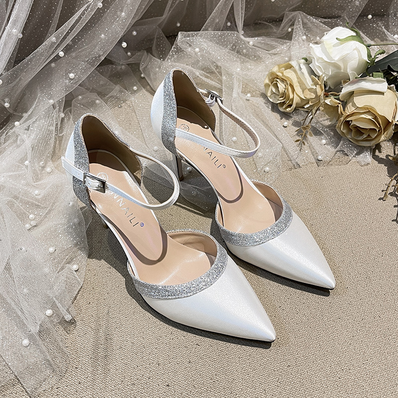 Stiletto Heel Point Toe Satin Wedding Shoes For Women