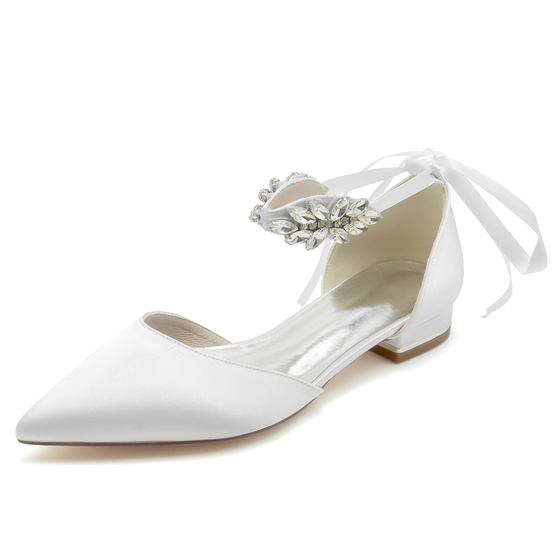 Rhinestone Embellished Silk Like Satin Wedding Shoes