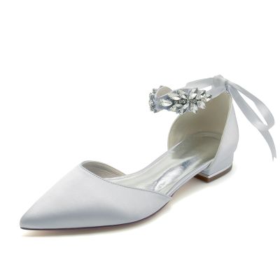 Rhinestone Embellished Silk Like Satin Wedding Shoes