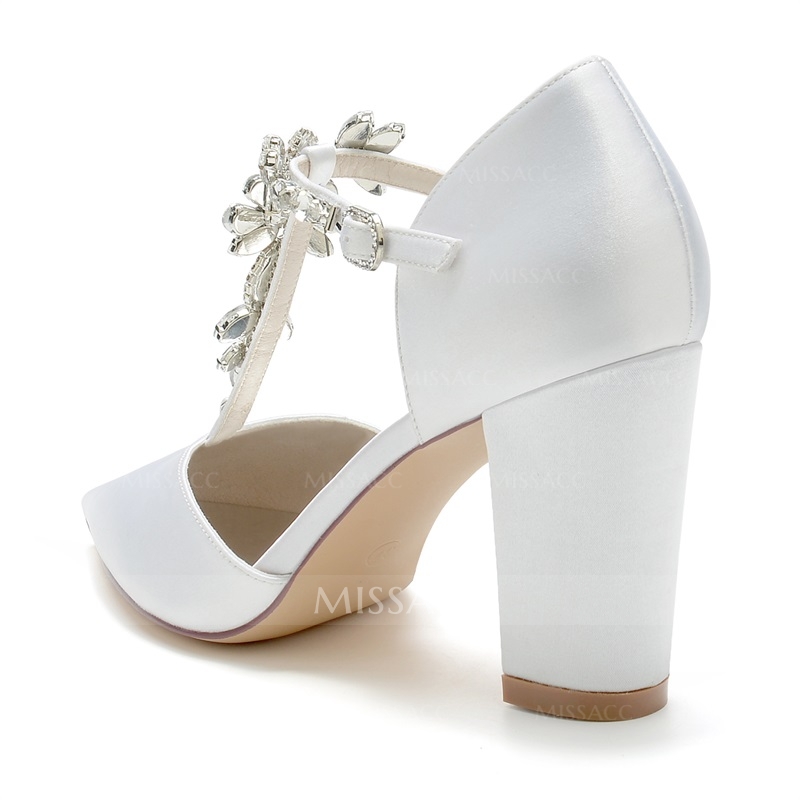 T-Strap Heel Point Toe Wedding Shoes With Rhinestone