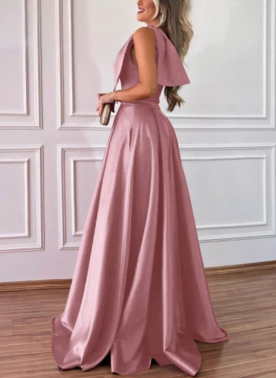 One-Shoulder A-Line Satin Bridesmaid Dresses With Pockets