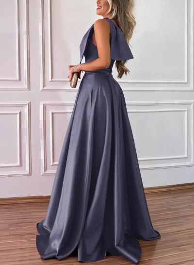 One-Shoulder A-Line Satin Bridesmaid Dresses With Pockets