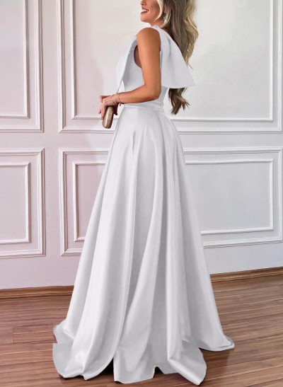 One-Shoulder A-Line Satin Bridesmaid Dresses With Pockets