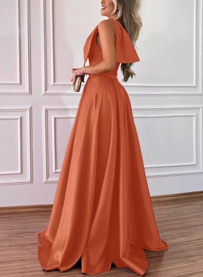 One-Shoulder A-Line Satin Bridesmaid Dresses With Pockets