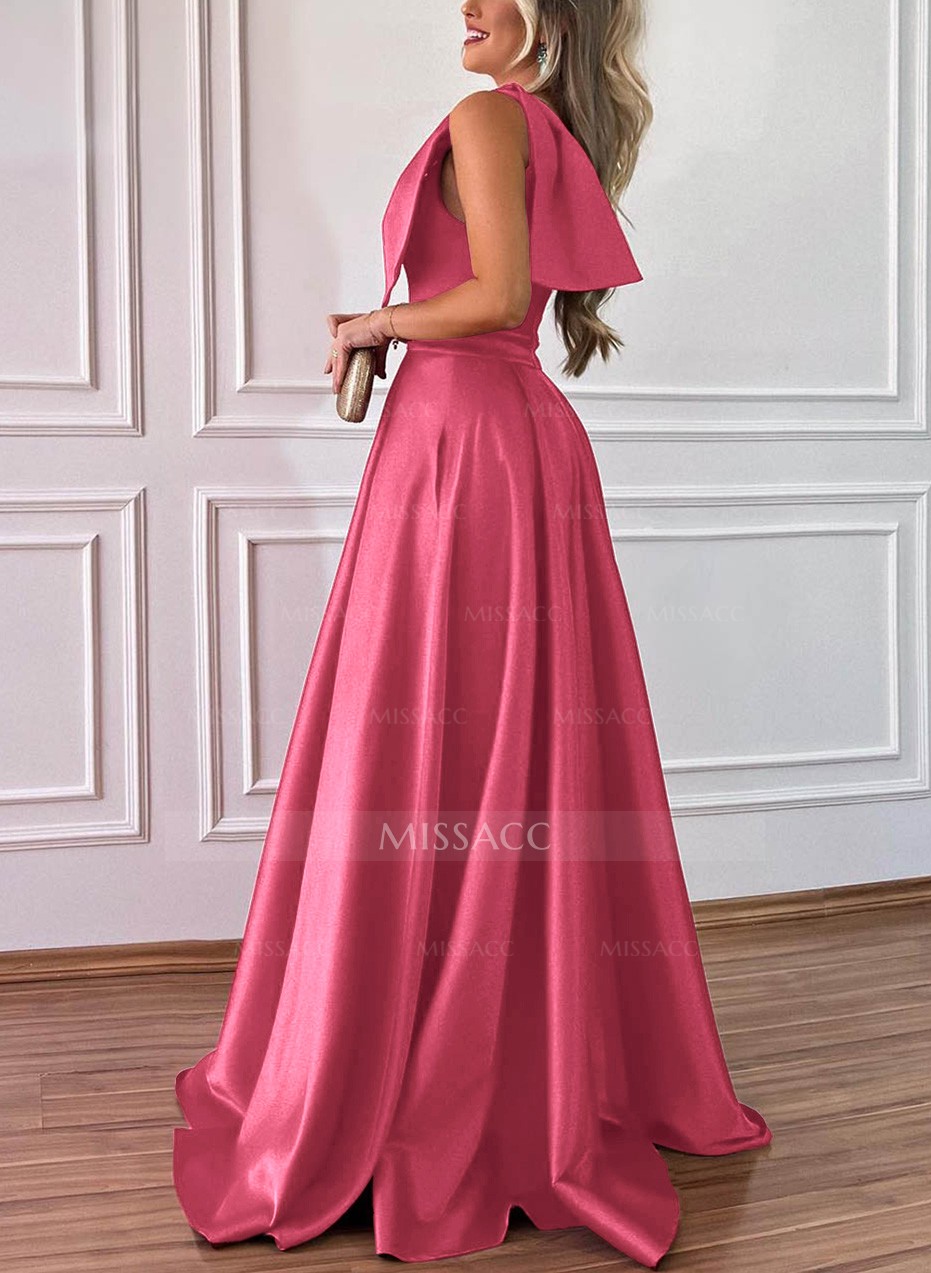 One-Shoulder A-Line Satin Bridesmaid Dresses With Pockets