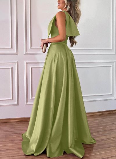 One-Shoulder A-Line Satin Bridesmaid Dresses With Pockets One-Shoulder A-Line Satin Bridesmaid Dresses With Pockets
