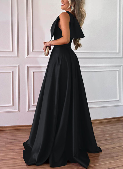 One-Shoulder A-Line Satin Bridesmaid Dresses With Pockets