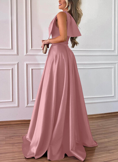 One-Shoulder A-Line Satin Bridesmaid Dresses With Pockets