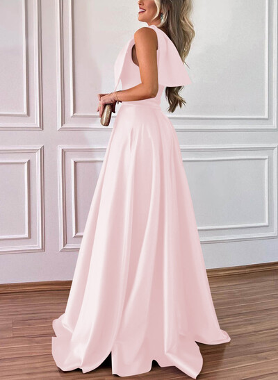 One-Shoulder A-Line Satin Bridesmaid Dresses With Pockets