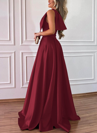 One-Shoulder A-Line Satin Bridesmaid Dresses With Pockets