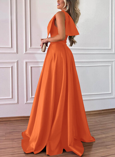 One-Shoulder A-Line Satin Bridesmaid Dresses With Pockets