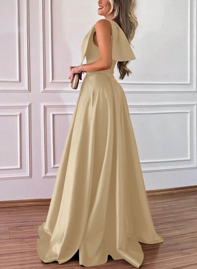 One-Shoulder A-Line Satin Bridesmaid Dresses With Pockets