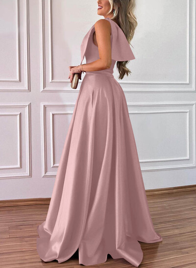 One-Shoulder A-Line Satin Bridesmaid Dresses With Pockets