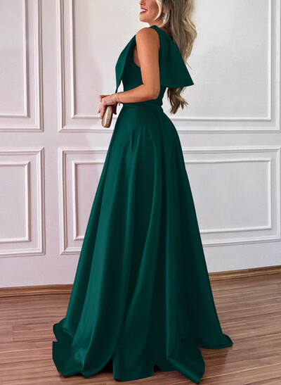 One-Shoulder A-Line Satin Bridesmaid Dresses With Pockets
