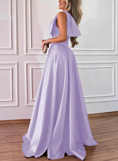 One-Shoulder A-Line Satin Bridesmaid Dresses With Pockets