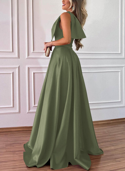 One-Shoulder A-Line Satin Bridesmaid Dresses With Pockets