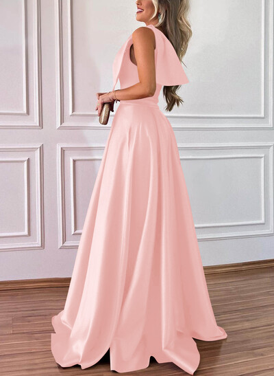 One-Shoulder A-Line Satin Bridesmaid Dresses With Pockets