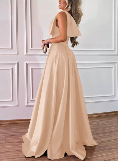 One-Shoulder A-Line Satin Bridesmaid Dresses With Pockets