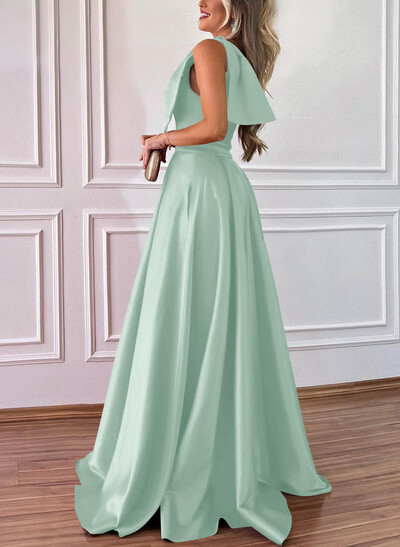 One-Shoulder A-Line Satin Bridesmaid Dresses With Pockets