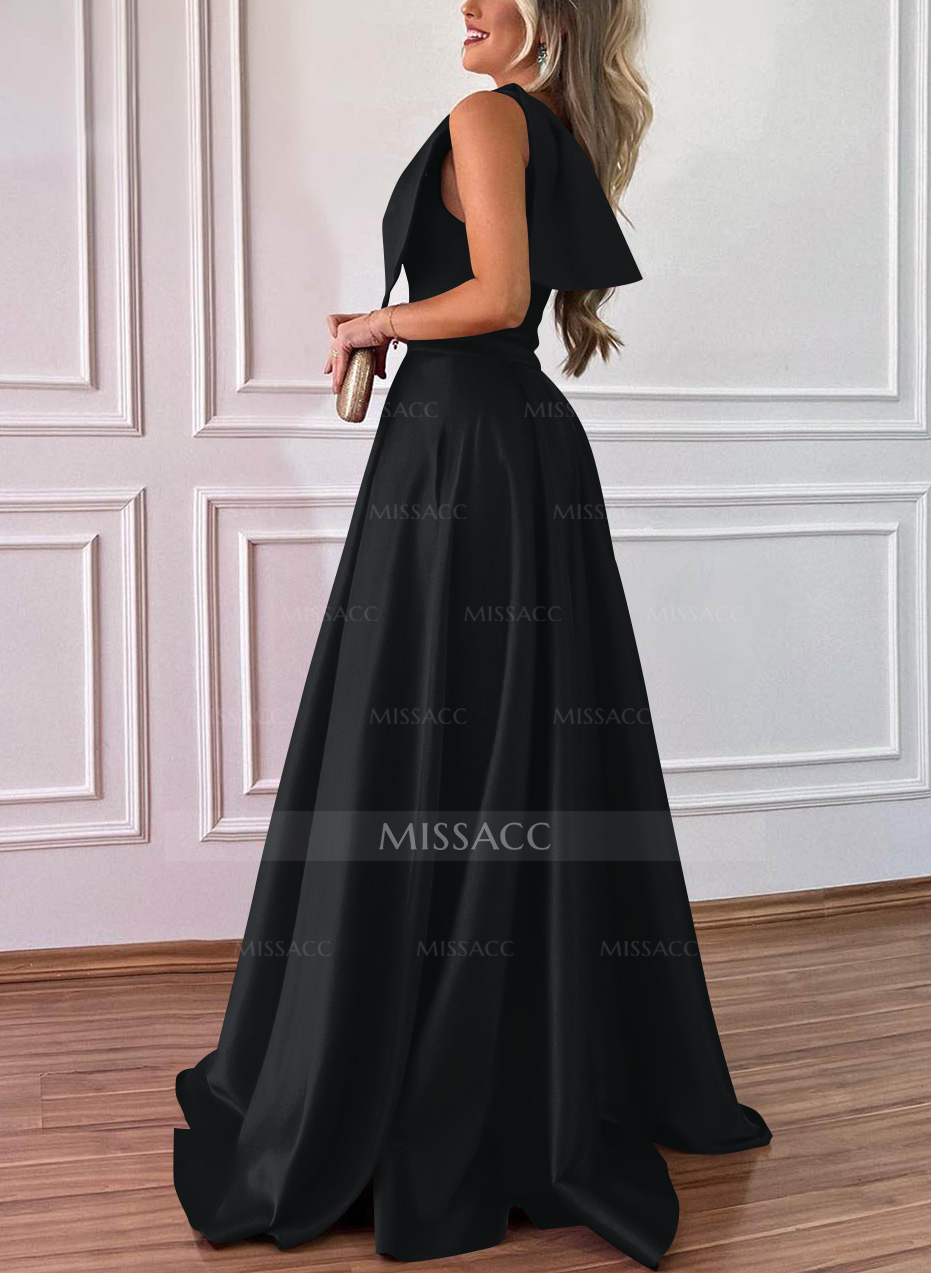 One-Shoulder A-Line Satin Bridesmaid Dresses With Pockets
