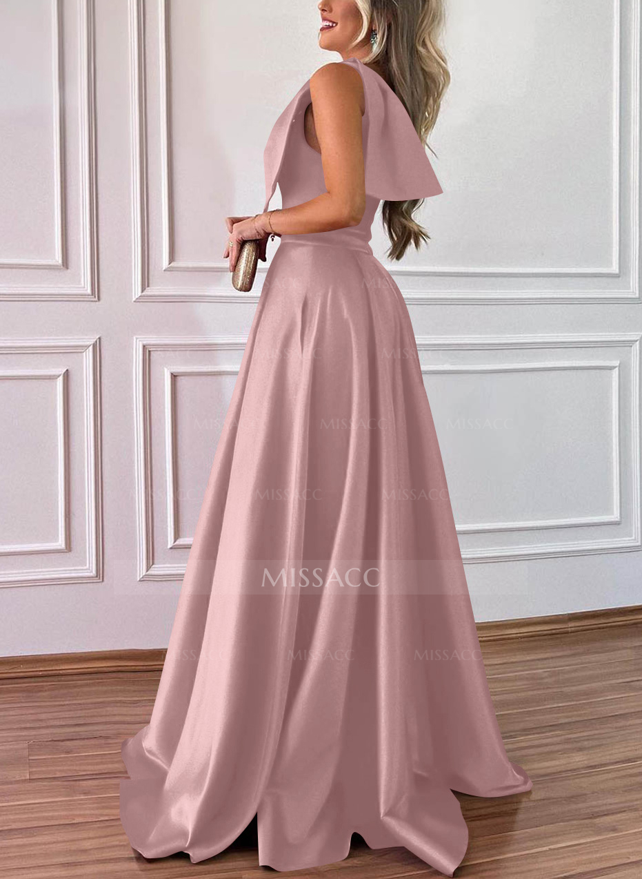 One-Shoulder A-Line Satin Bridesmaid Dresses With Pockets