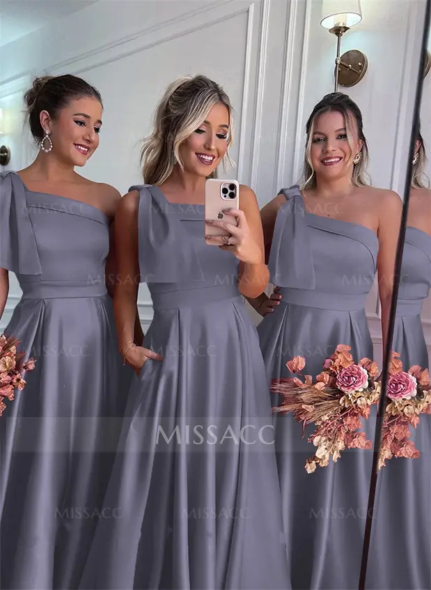 nordstrom purple bridesmaid dress One Shoulder Chiffon Long Bridesmaid Dress with Slit