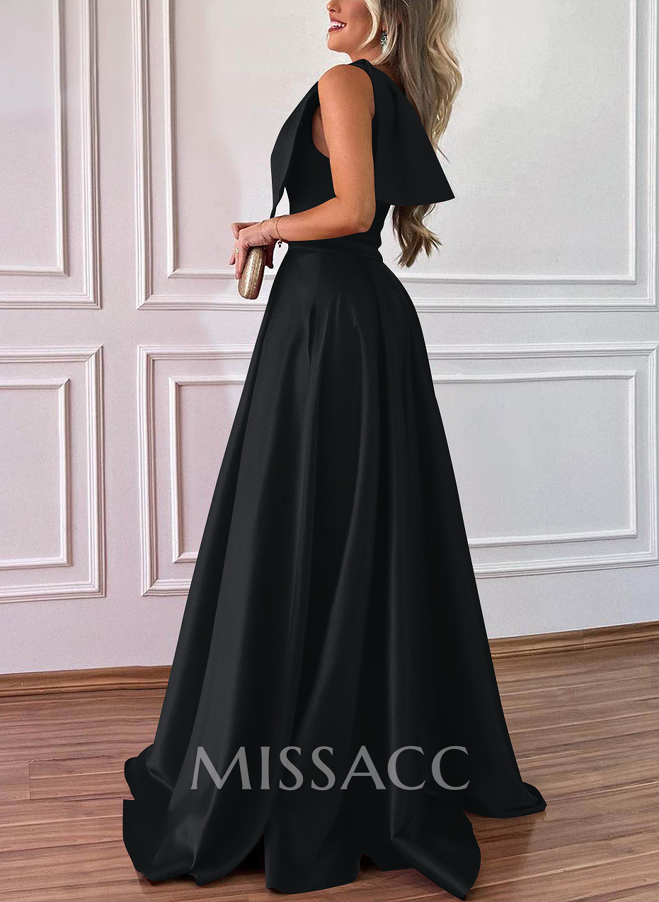 One-Shoulder A-Line Satin Bridesmaid Dresses With Pockets