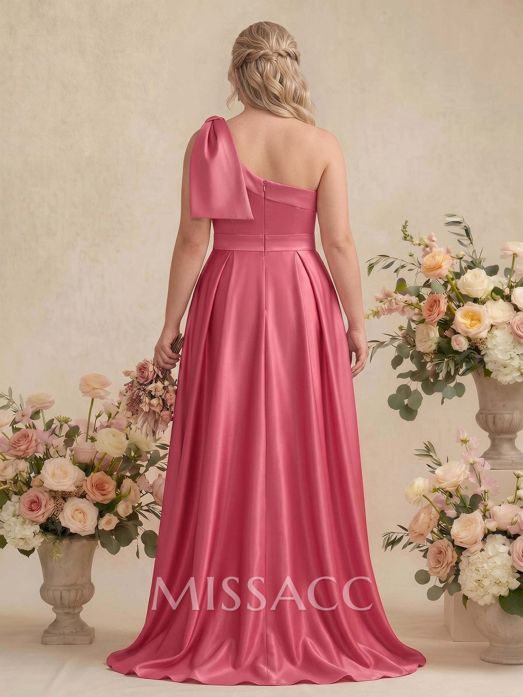 One-Shoulder A-Line Satin Bridesmaid Dresses With Pockets One-Shoulder A-Line Satin Bridesmaid Dresses With Pockets