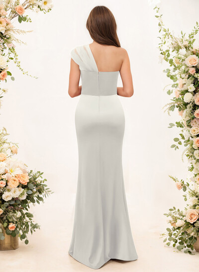 Trumpet/Mermaid One-Shoulder Sleeveless Satin/Tulle Bridesmaid Dresses Trumpet/Mermaid One-Shoulder Sleeveless Satin/Tulle Bridesmaid Dresses