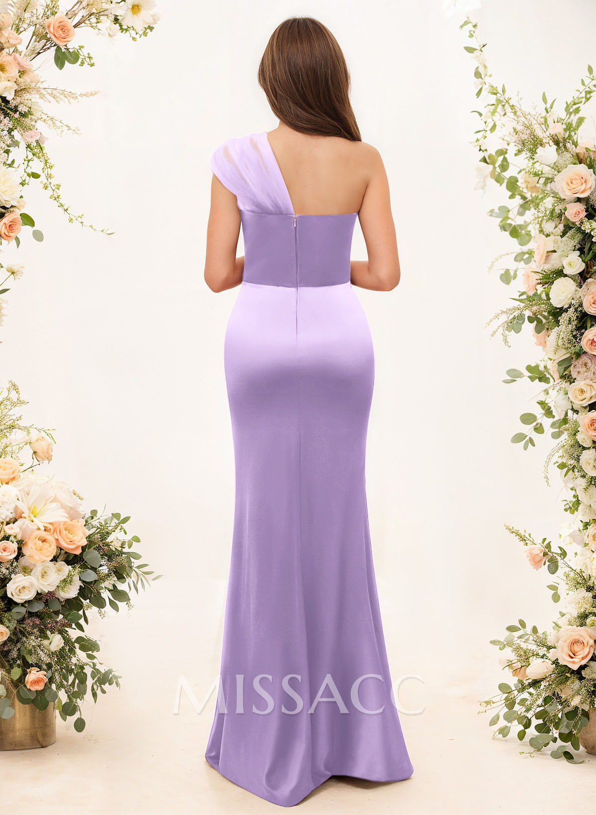 Trumpet/Mermaid One-Shoulder Sleeveless Satin/Tulle Bridesmaid Dresses