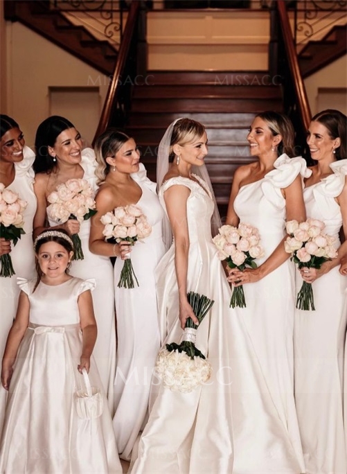 One-Shoulder Trumpet/Mermaid Bridesmaid Dresses With Ruffles