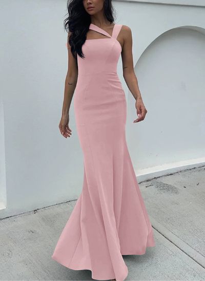 One-Shoulder Trumpet/Mermaid Open Back Bridesmaid Dresses With Bow