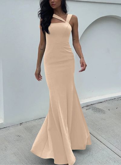 One-Shoulder Trumpet/Mermaid Open Back Bridesmaid Dresses With Bow