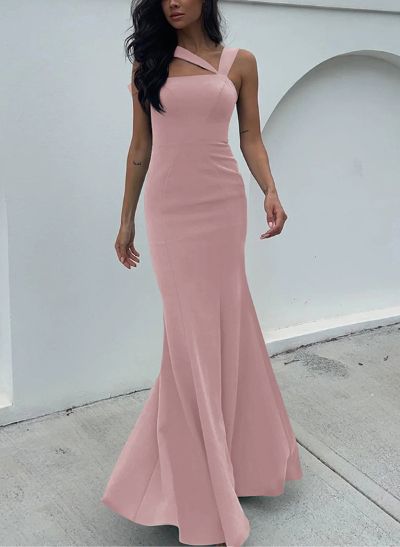 One-Shoulder Trumpet/Mermaid Open Back Bridesmaid Dresses With Bow