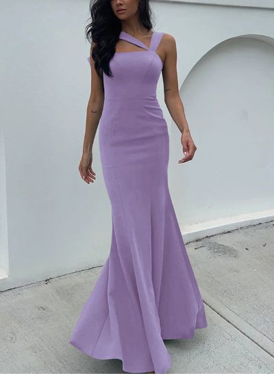 One-Shoulder Trumpet/Mermaid Open Back Bridesmaid Dresses With Bow