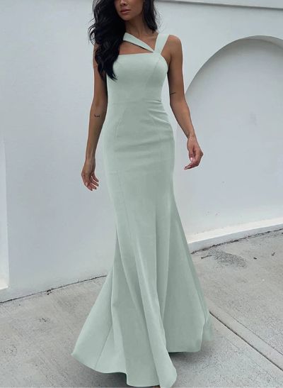 One-Shoulder Trumpet/Mermaid Open Back Bridesmaid Dresses With Bow
