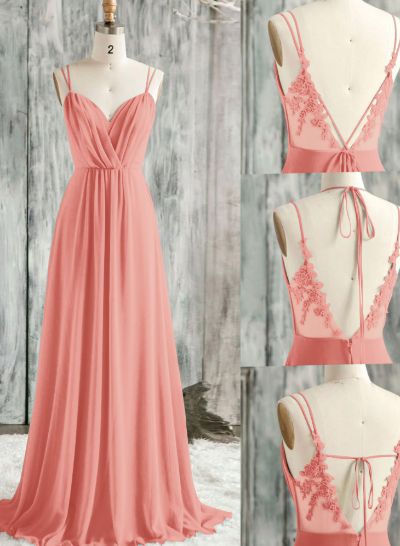 Lace Spaghetti Straps Convertible Bridesmaid Dresses (3 Styles To Wear)