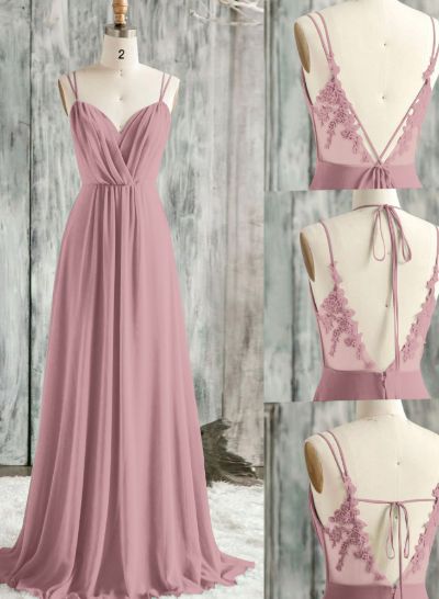 Lace Spaghetti Straps Convertible Bridesmaid Dresses (3 Styles To Wear)