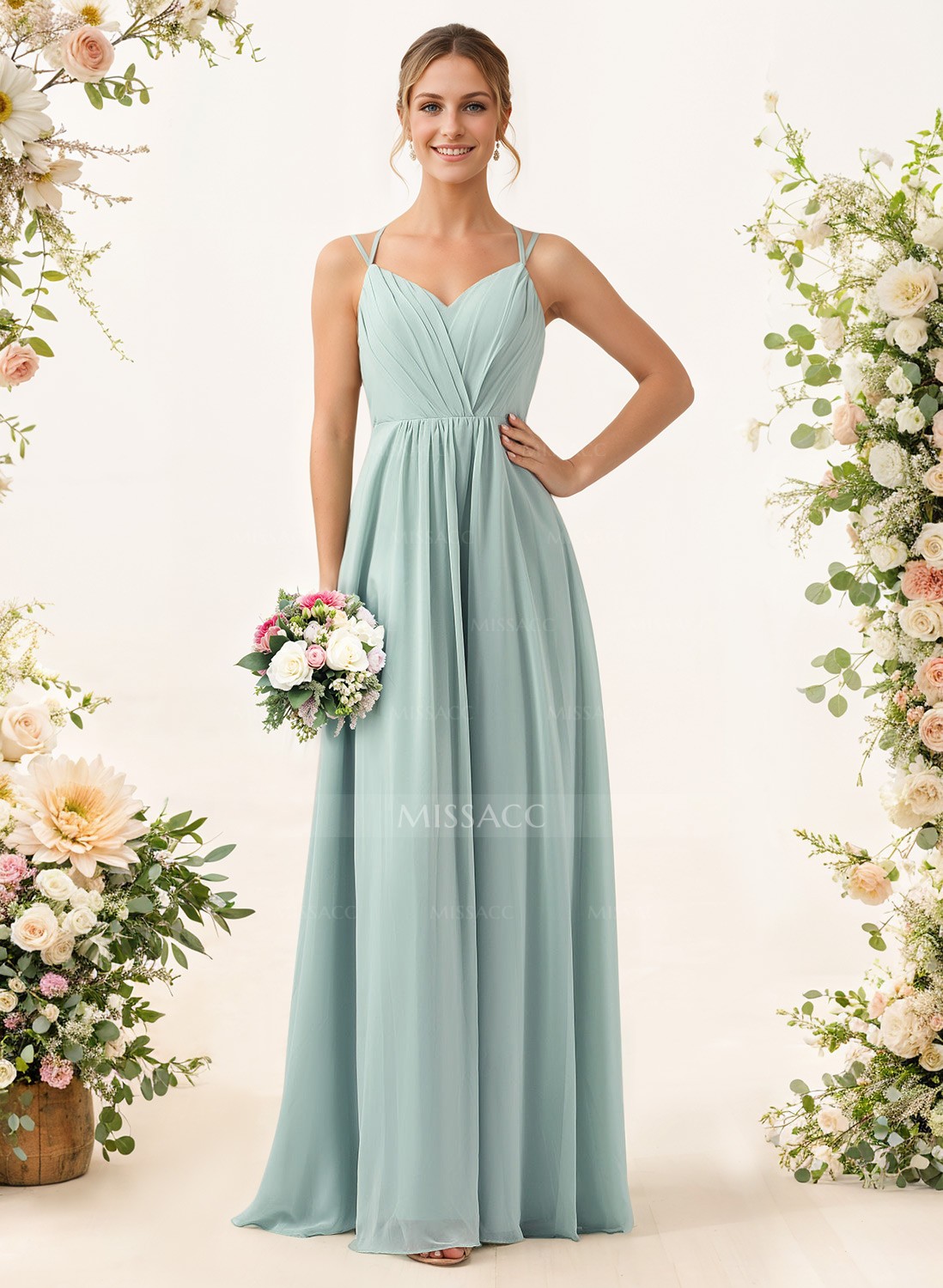 Lace Spaghetti Straps Convertible Bridesmaid Dresses (3 Styles To Wear)