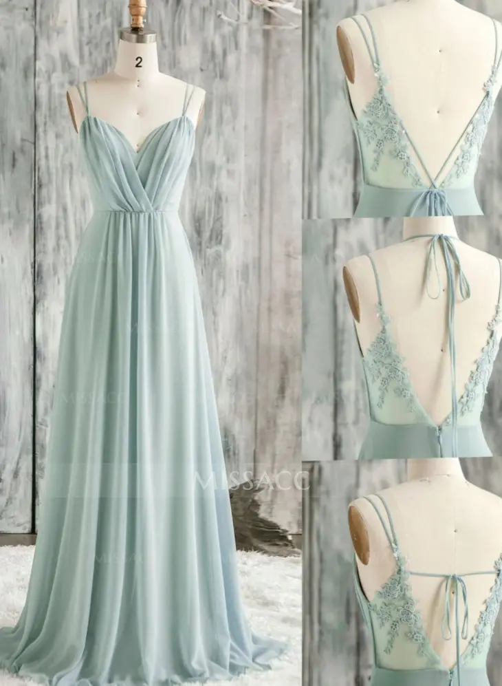 Lace Spaghetti Straps Convertible Bridesmaid Dresses (3 Styles To Wear) - Missacc Lace Spaghetti Straps Convertible Bridesmaid Dresses (3 Styles To Wear) - Missacc