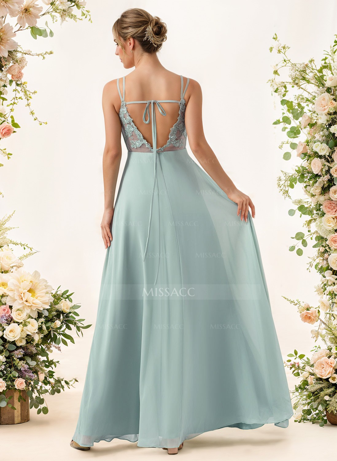 Lace Spaghetti Straps Convertible Bridesmaid Dresses (3 Styles To Wear)