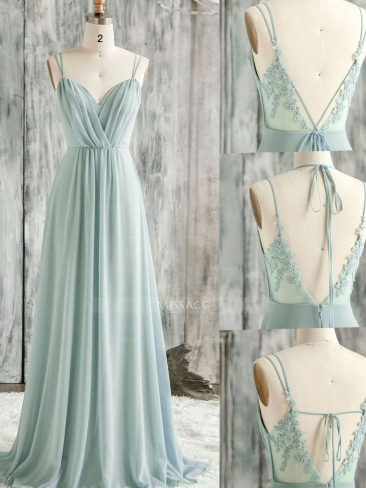 Lace Spaghetti Straps Convertible Bridesmaid Dresses (3 Styles To Wear)
