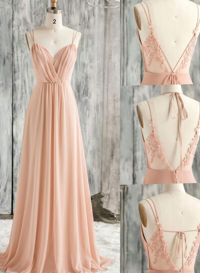 Lace Spaghetti Straps Convertible Bridesmaid Dresses (3 Styles To Wear)