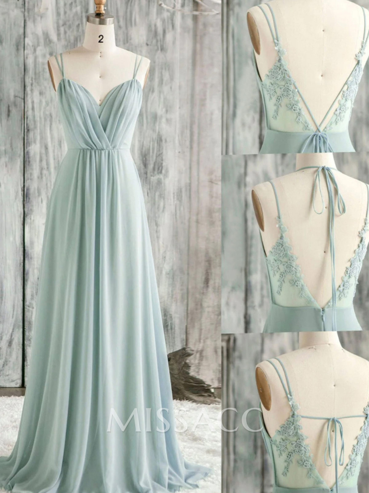 Lace Spaghetti Straps Convertible Bridesmaid Dresses (3 Styles To Wear)